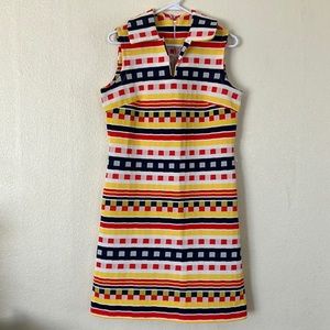VTG Mod MCM Geometric Print Handmade Mini Dress, L
